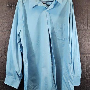 Van Heusen Mens  18.5 34/35 Big Short Sleeve Button Down Blue Shirt